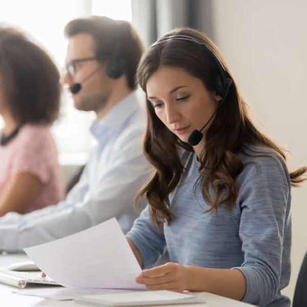 customer service workers on headsets